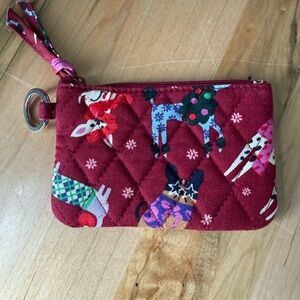 Vera Bradley Quilted Holiday Hounds Zip ID Coin Purse